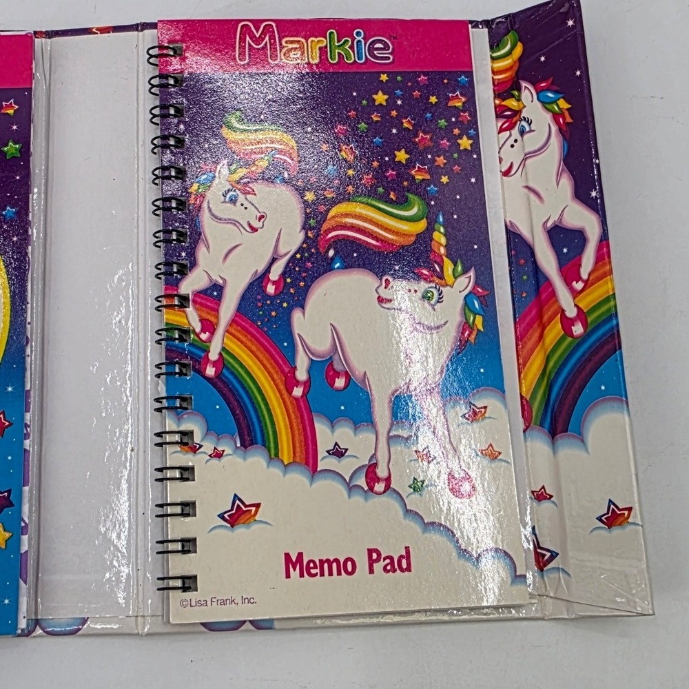 VINTAGE 90S LISA FRANK MARKIE FLIP OUTS ORGANIZER PLANNER UNICORN *READ* RARE - Picture 8 of 15
